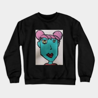 Blue Face Pink hair Crewneck Sweatshirt